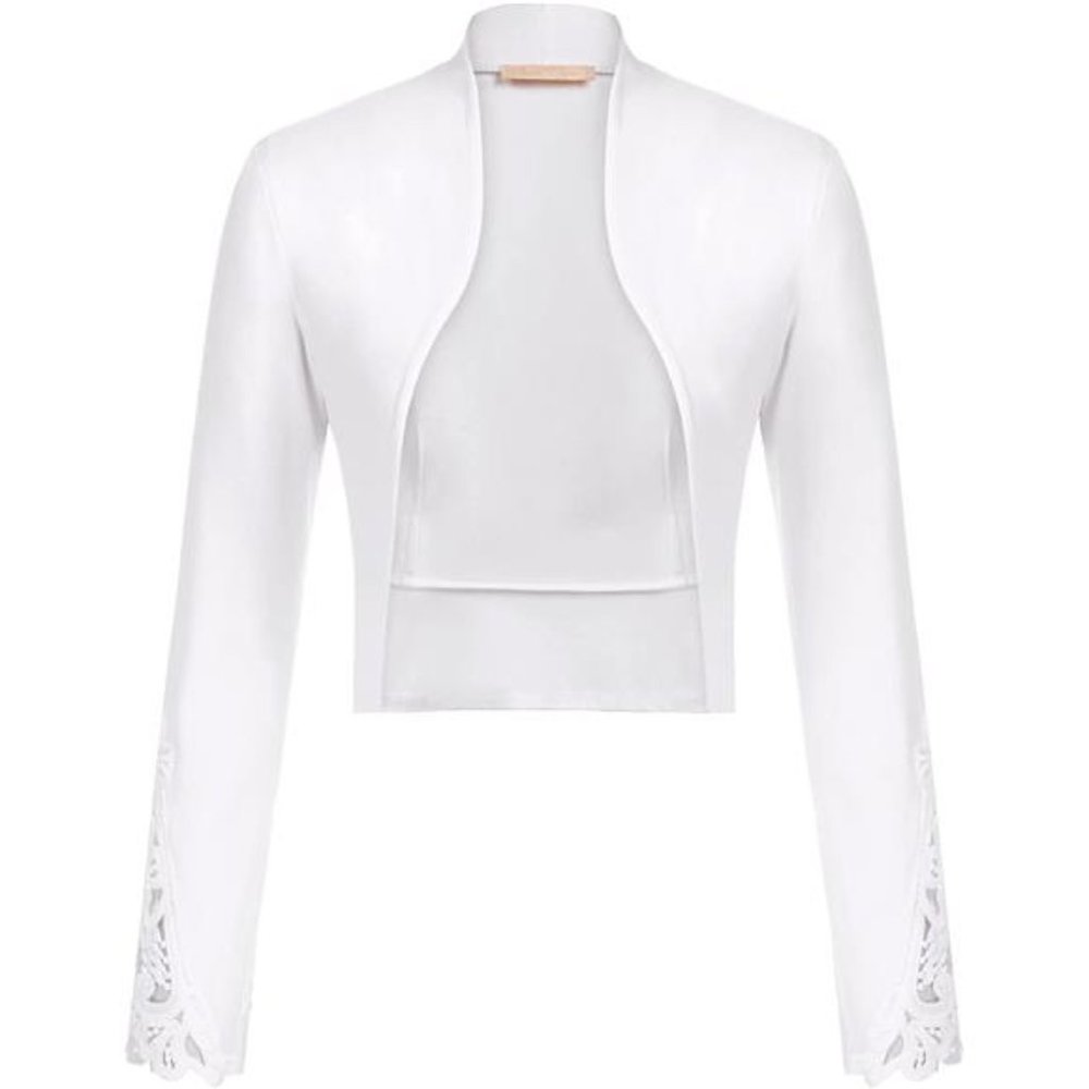 Women's Long Sleeve Shrug Cardigan Sweater White#lace Design